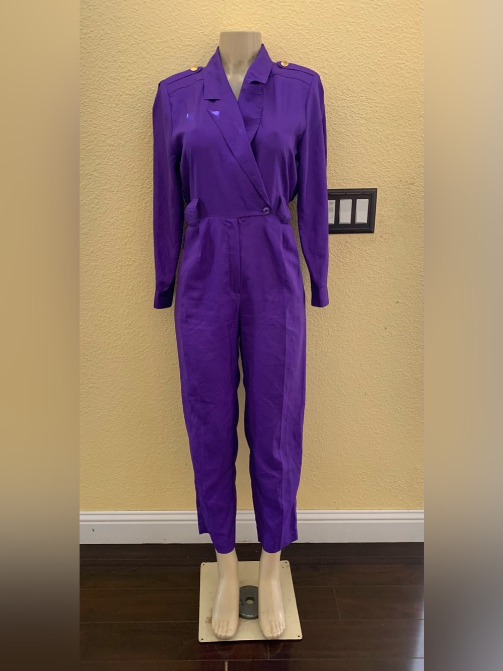 VTG Joan Walters Size Small ? Purple Long Sleeve Jumpsuit